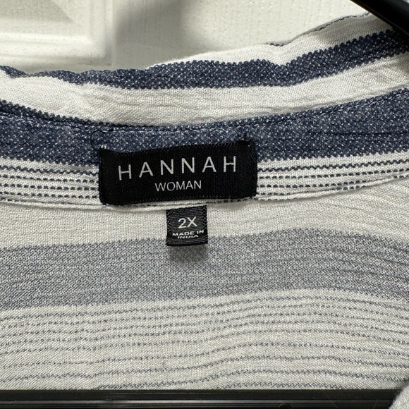 Hannah Woman Blouse Top Shirt Button Up Striped Long Sleeve Blue White S… - Picture 5 of 5